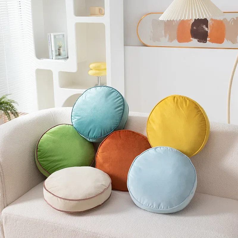 Round Velvet Cushion Set 35x35cm Soft Chair & Seat Pad, 6 Colors, 2pcs Per Set PP Cotton Filled, Home Decor Accent Pillow
