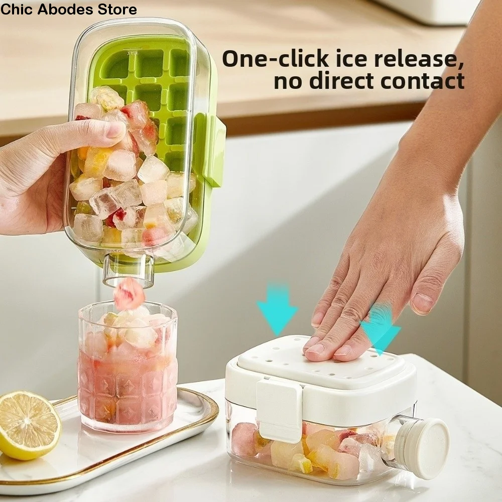

Press Type Cooling Cup Water Bottle No Touch Design 500/800ml Ice Cube Mold Reusable 2 in 1 Ice Make Bottle For Freezer