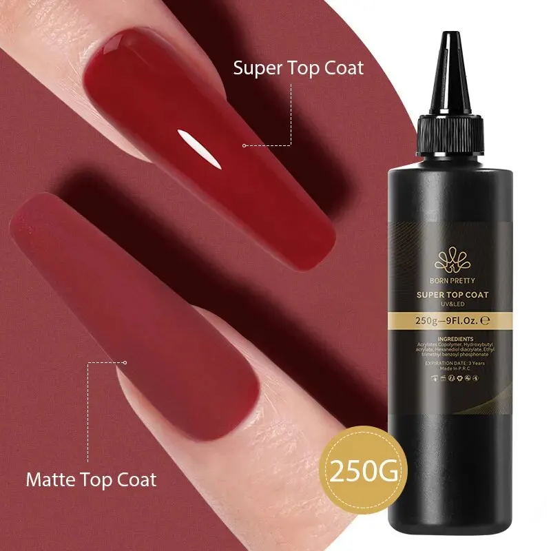 BORN PRETTY 250g Super Top Coat Professional Nail Art Soak Off Top Coat Long-lasting Anti-Stain Functional Gel Polish