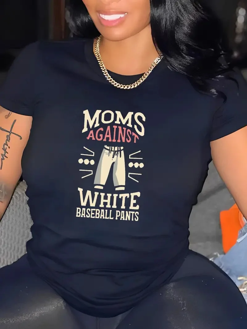 2024 New Good Moms Say Bad Words Letter Printed T-shirt Summer Casual Comfortable Round Neck Top Summer