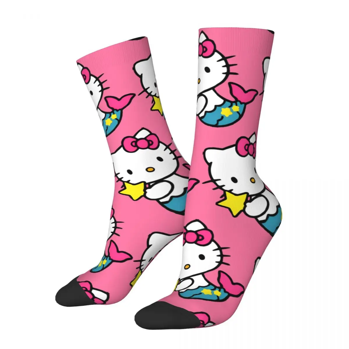 Hello Kitty Mermaid Stockings Graphic Gothic Socks Autumn Anti Slip Socks Men's Cycling Quality Socks