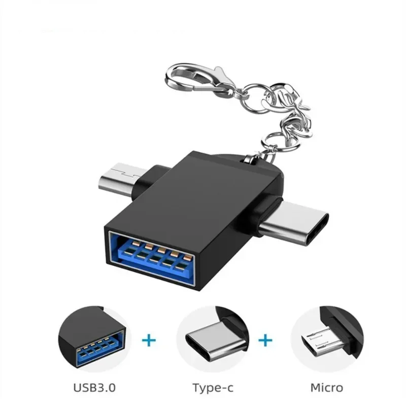 2 in 1 Type-C USB 3.0ตัวเมียเป็น Micro USB OTG อะแดปเตอร์สำหรับโทรศัพท์ Android แปลงข้อมูลสำหรับแท็บเล็ตฮาร์ดดิสก์อะลูมินัมอัลลอย