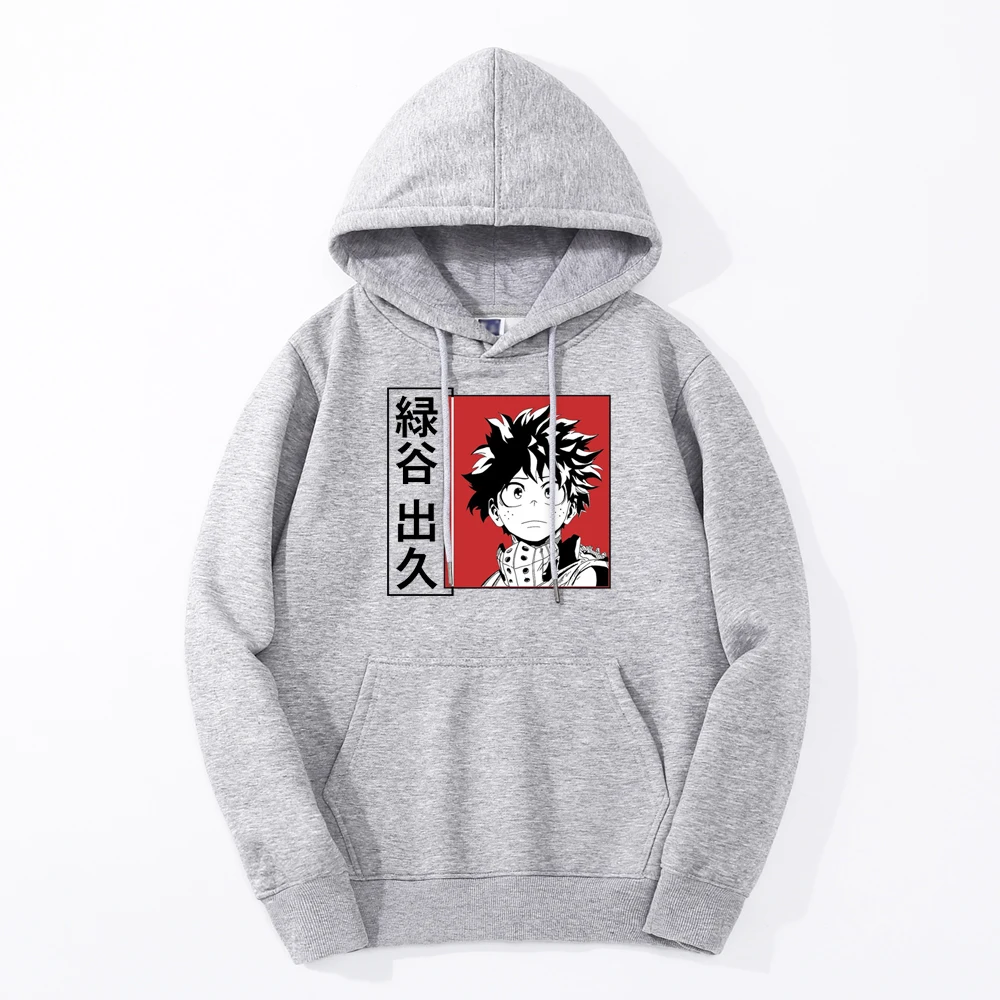 My Hero Academia Deku Japan Anime Izuku 2024 Winter Men\'s Simple Hooded Hoodie Sweatshirt Fleece Fabrics Pullovers Fleece Hoodie