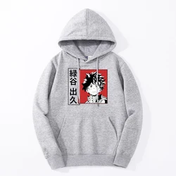 My Hero Academia Deku Japan Anime Izuku 2024 Winter Men's Simple Hooded Hoodie Sweatshirt Fleece Fabrics Pullovers Fleece Hoodie