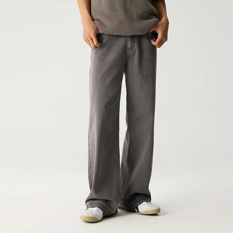 2026 Summer New Men's American Retro Loose Straight Wide-leg Casual Trousers Pure Cotton