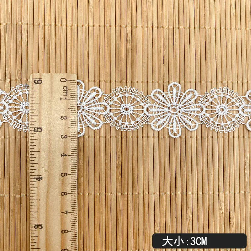 40Yards White Black Water Soluble Flowers Lace Trim Dangling Fringe Lace Trimmings for Sewing Clothing DIY Crafts