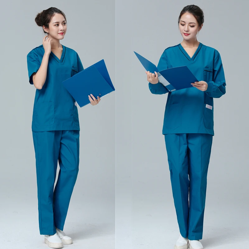 Hand Washing Suit Women Operating Gown Short Pet Hospital Nurses' Uniform Disposable Protective Coveralls Work Clothes Cotton