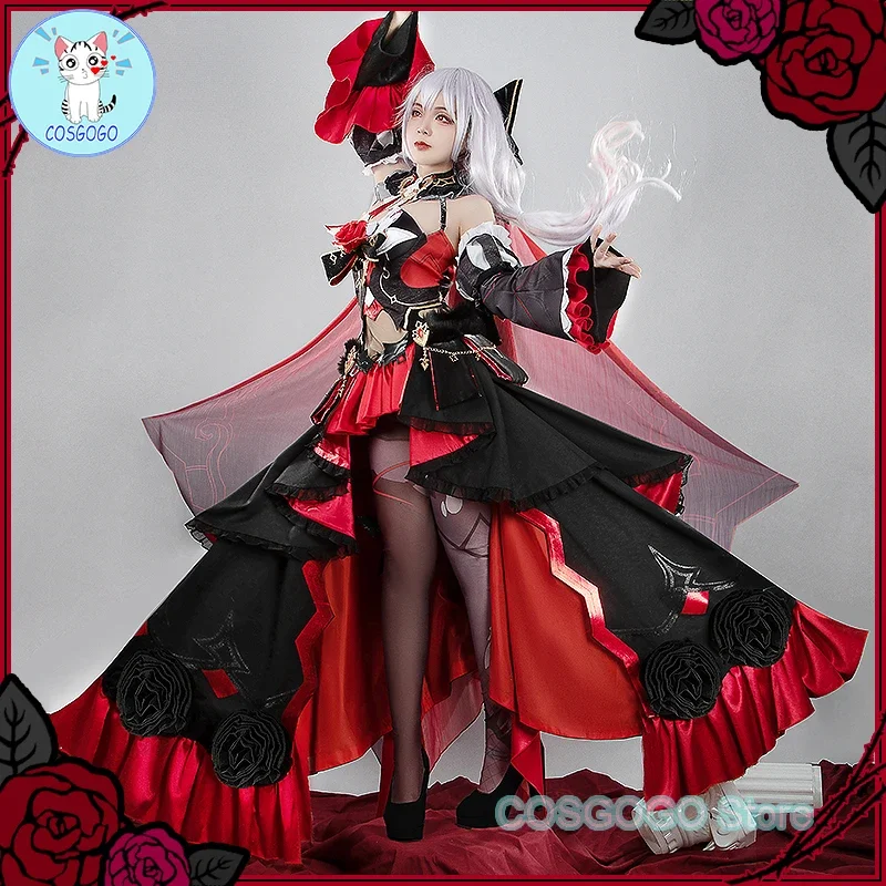 COSGOGO [Customized] Game Honkai:Star Rail 3 Theresa Cosplay Costume Halloween Outfits Women Gorgeous Dress Red And Black