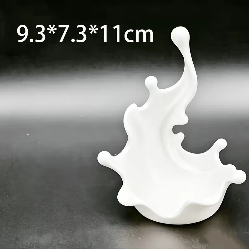 Artistic Splash Shaped Jewelry Display Tray Modern White 3D Printed Decorative Holder for Earrings Necklaces Rings Vanity Table