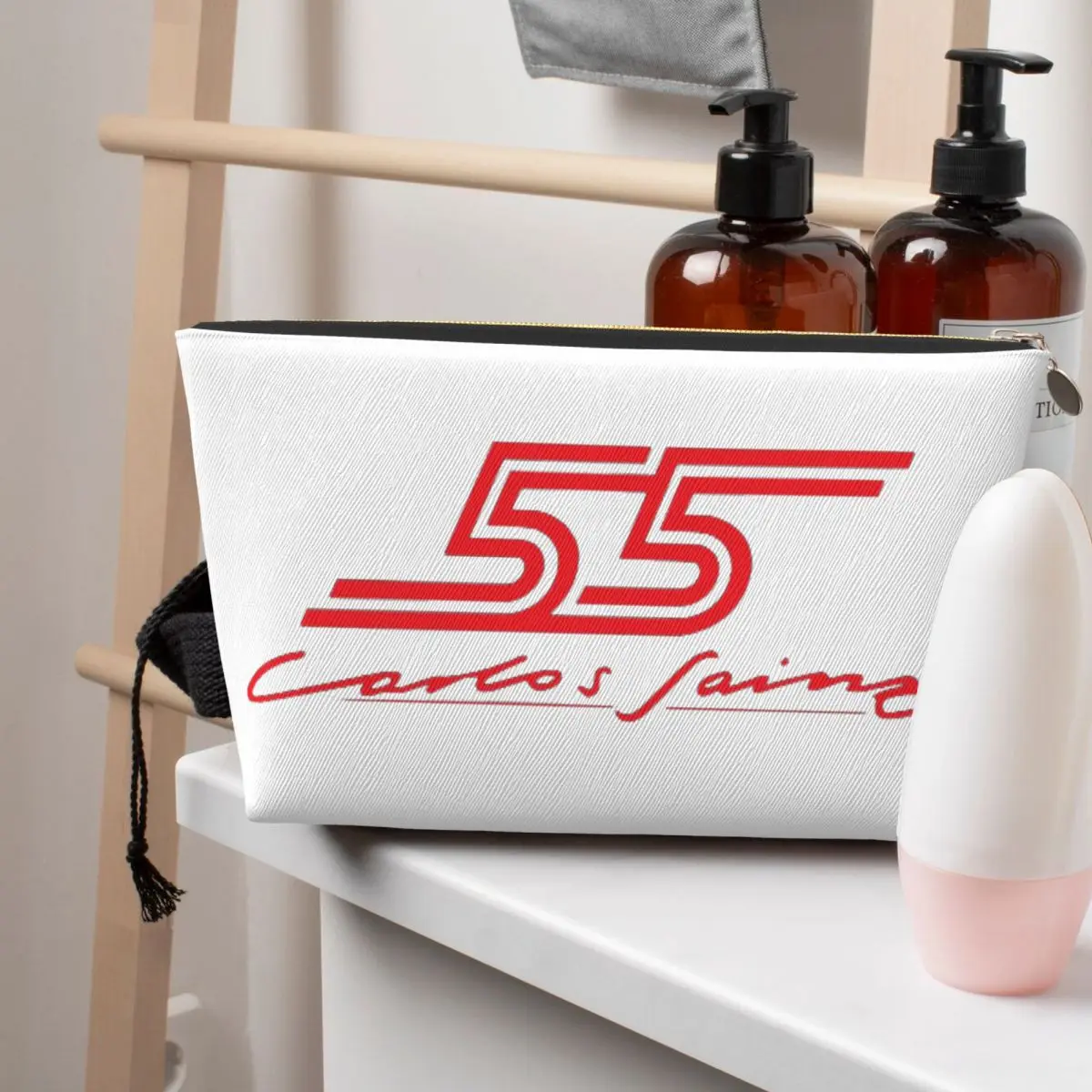 

Carlos Sainz Jr F1 Signature Graphic - Dark Women Cosmetic Bag Travel Makeup Organizer Pouch Toiletry Storage Dopp Kit Box