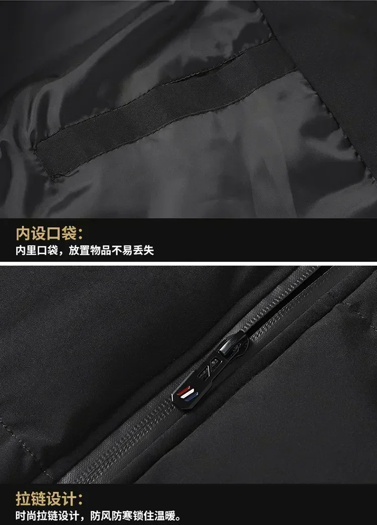 Herren-Modejacke, verdickte Ausführung, neue Herbst- und Winterjacke, warm und wasserdicht, Herren-Freizeitjacke, modische Jacke, Oberbekleidung. – Detail 7