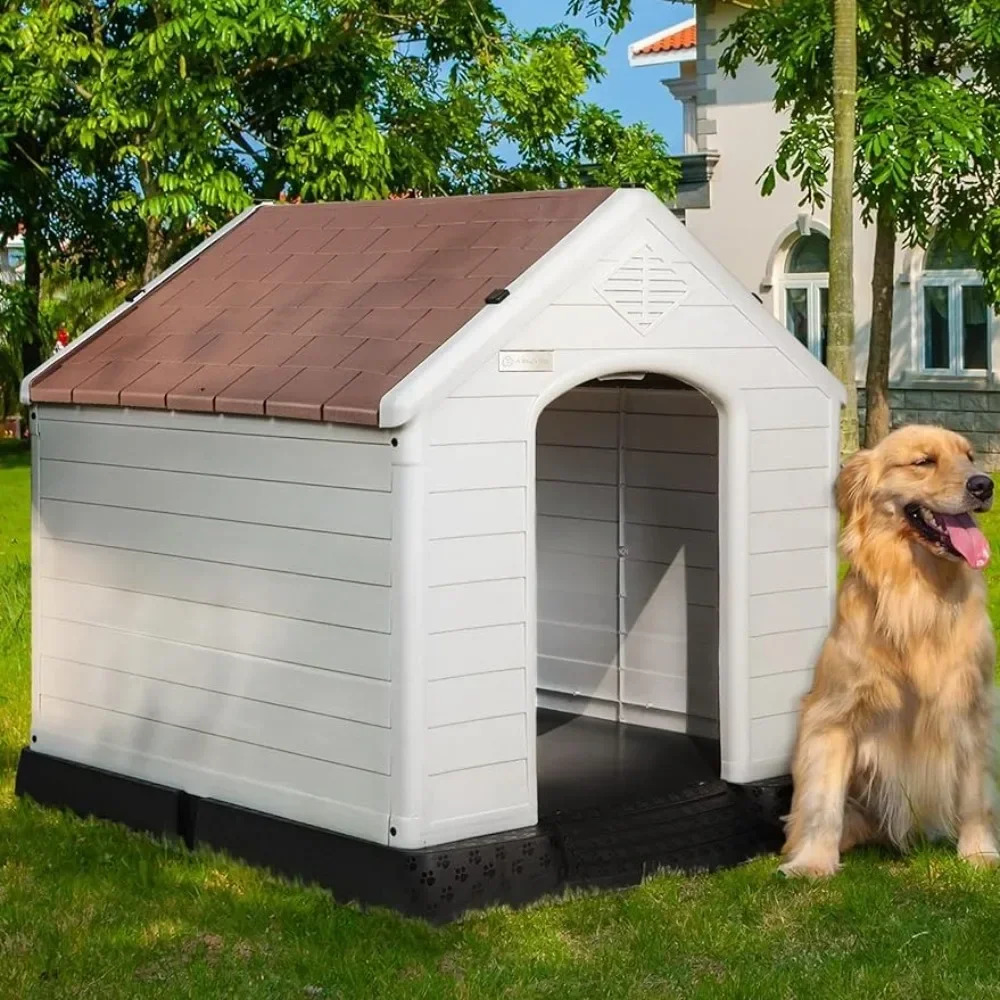 

Durable small to medium dog kennel, ventilated and easy to clean and assemble, waterproof kennel with raised floor and vents