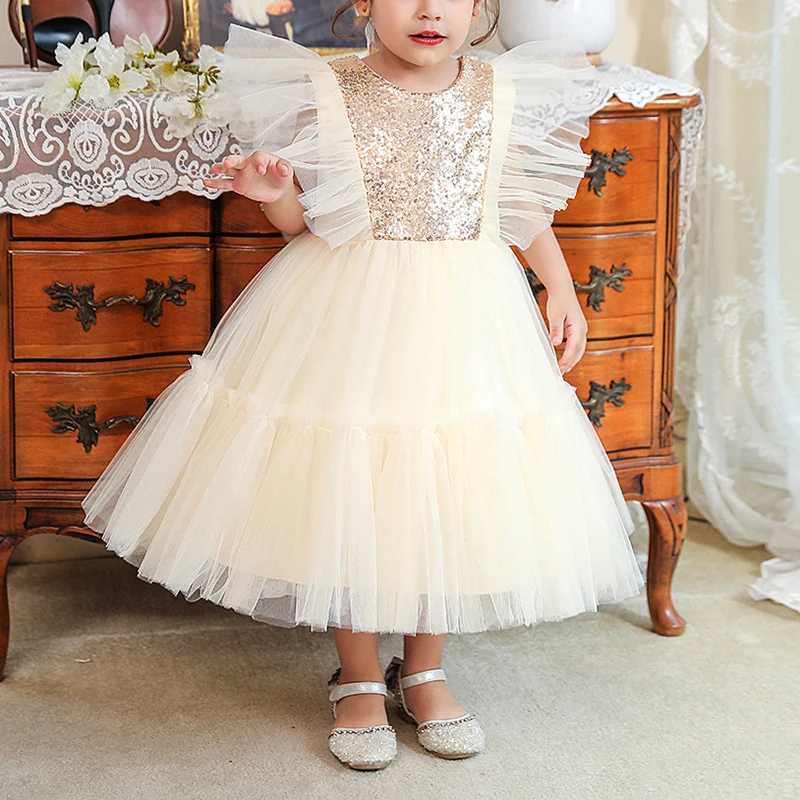 New Children's Year's Eve Banquet Dress Spring and Autumn Party Fashion Glitter Show Host Flower Girl Wedding Little Girl Prince