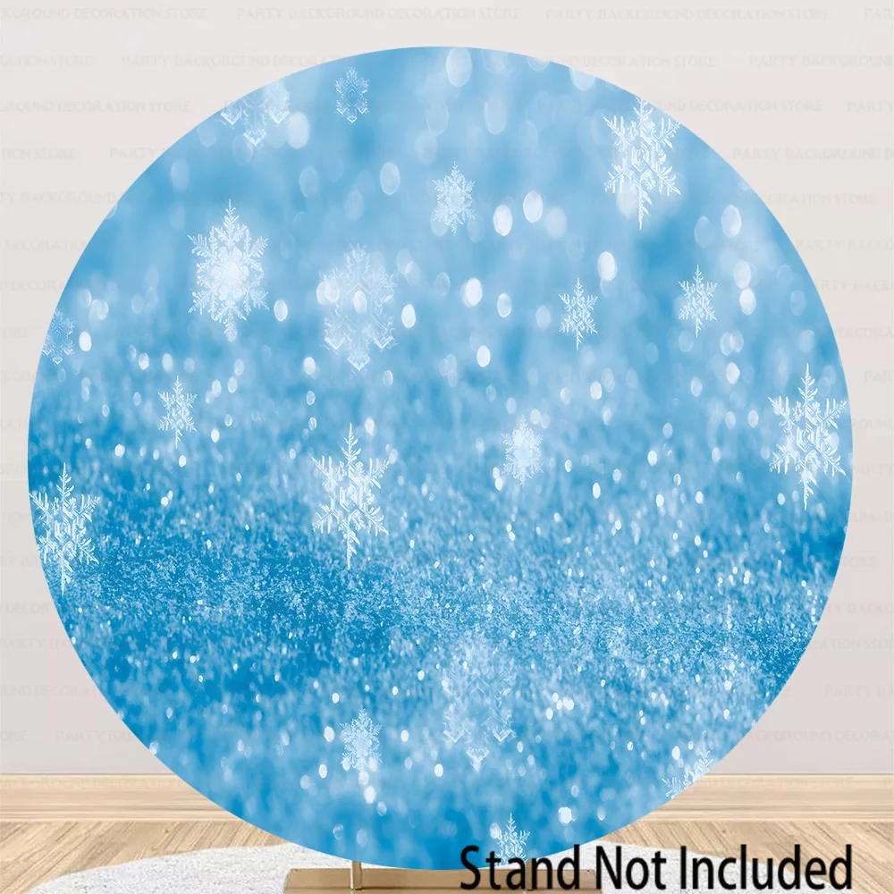 

Ice And Snow World Frozen Anna Elsa Olaf Round Circle Backdrop Disney Girls Birthday Party Decor Photography Backgrounds Banner