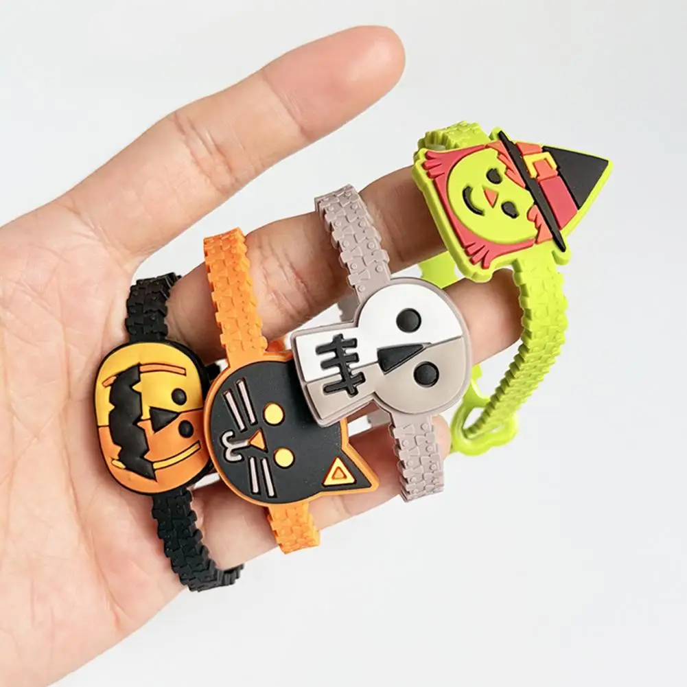 Holiday Decoration for Kids Halloween Party Favors 8 Pcs Halloween Bracelets Set Adjustable Soft Pvc Wrist Straps for Kids