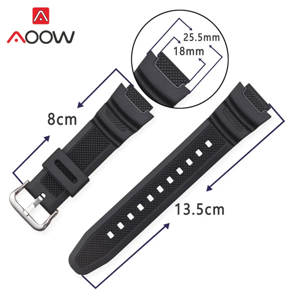 Rubber Strap for Casio AE-1200WH AQ-S810W MRW-200 SGW-400H Stainless Steel Buckle Men Black Replace Bracelet Watch Band 18mm