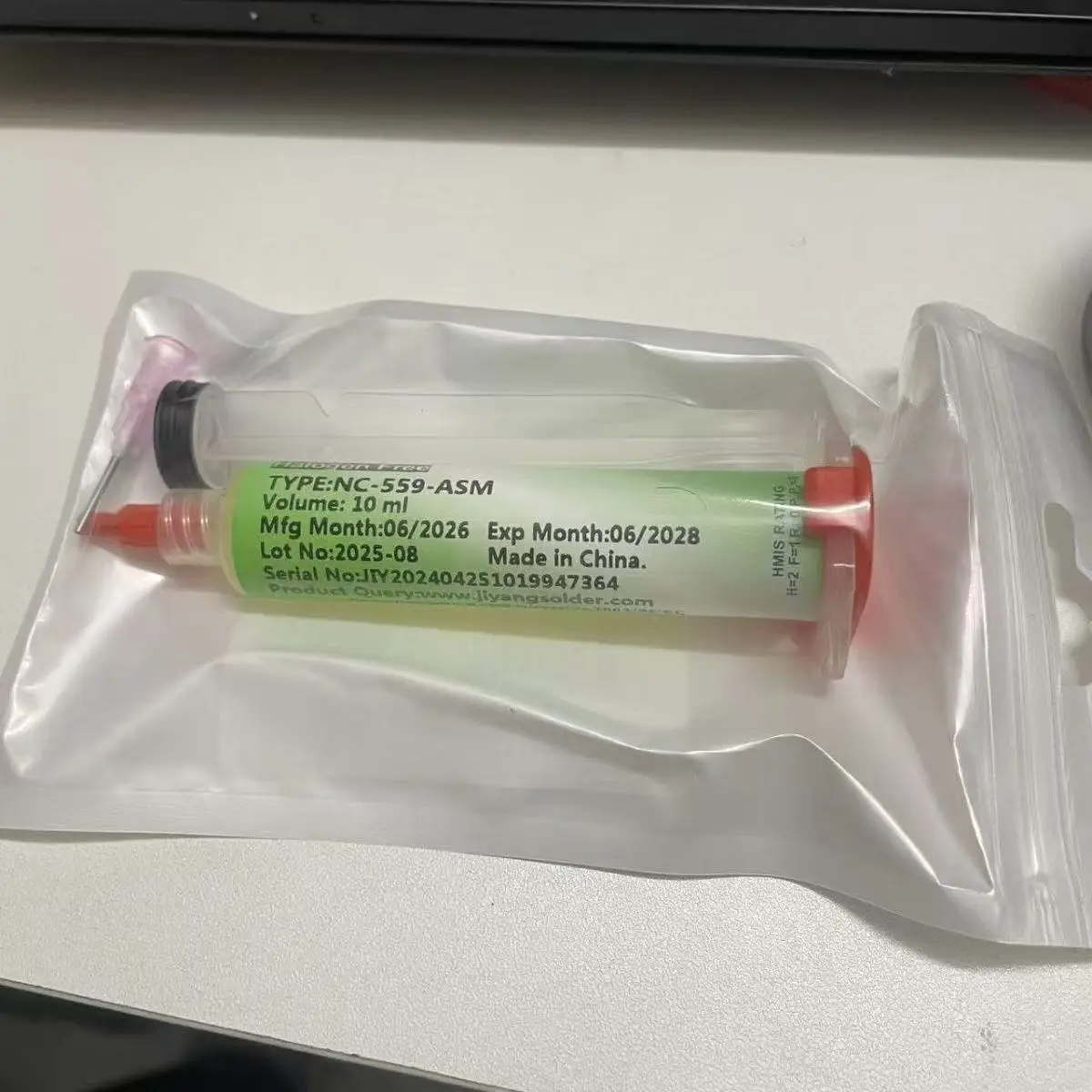 100% New Original syringe NC-559-ASM (transparent paste) (plunger, nozzle) solder paste 559 flux