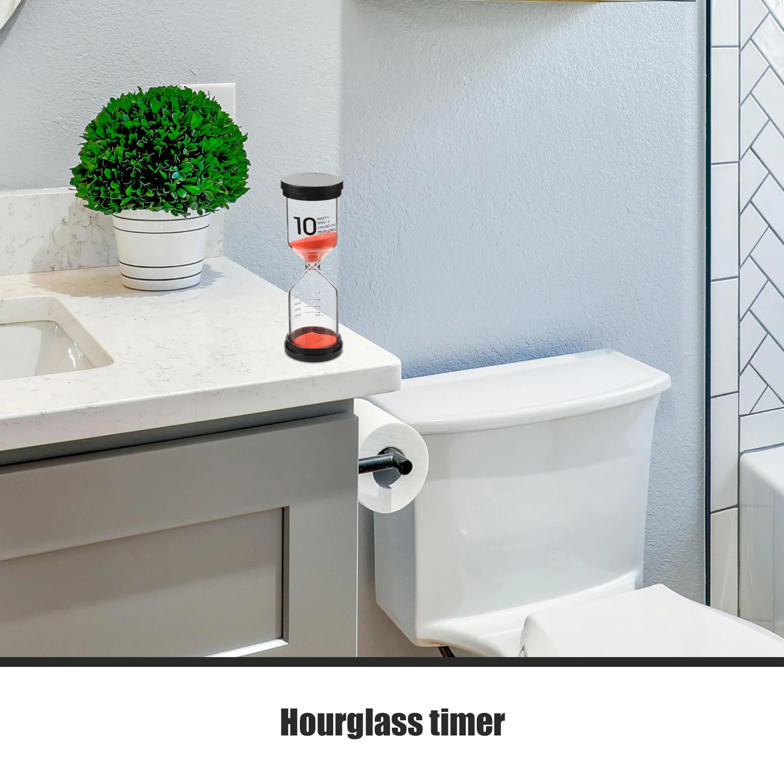 

2Pcs Toilet Hourglass 10-Minute Sand Timer Bath Timer for Game Yoga Class Kitchen Desk Decorative Multifunctional Time