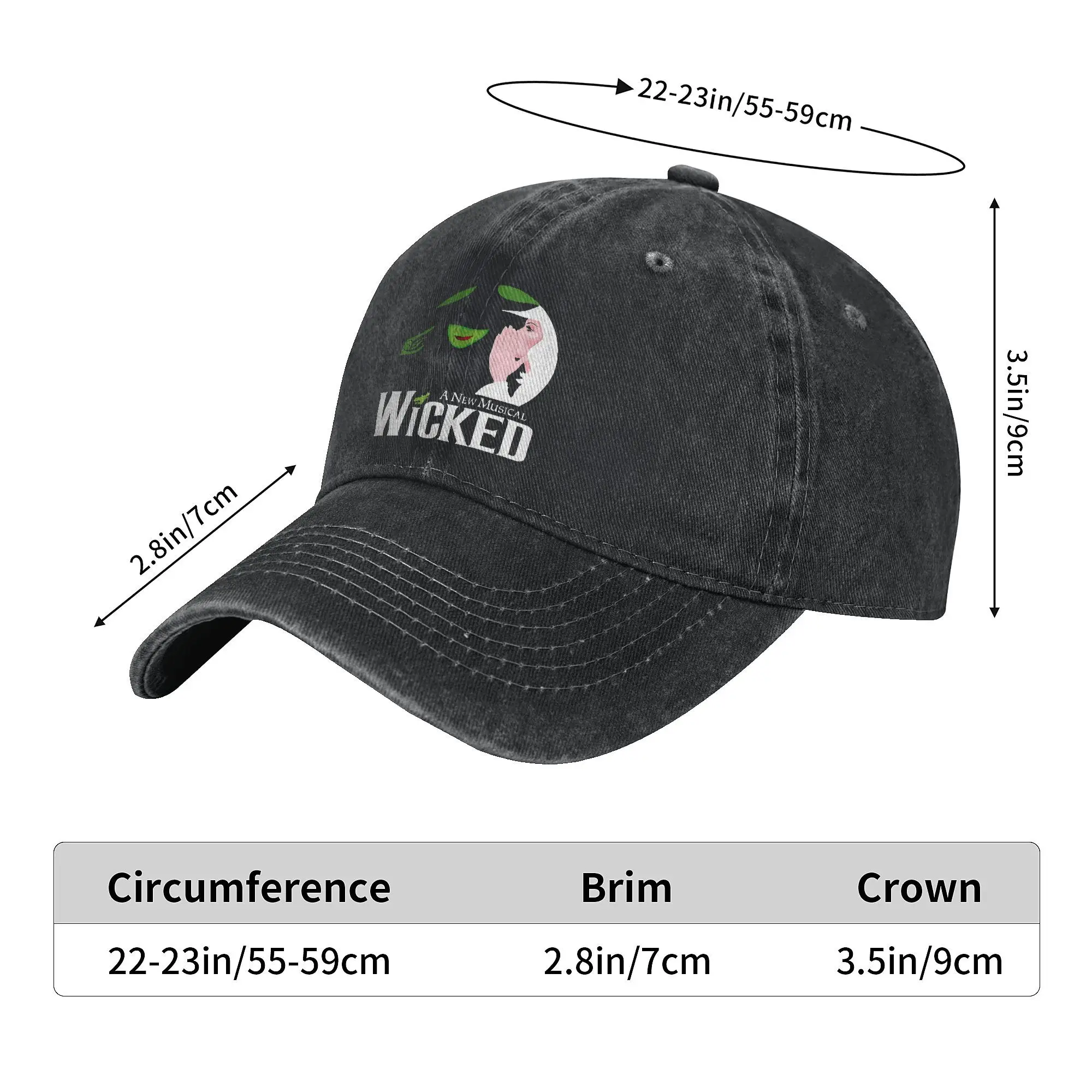 Wicked Musical Movie 2024 Accessories Baseball Caps Men Women Fashion  Hats Cap Adjustable Trucker Hat image 2