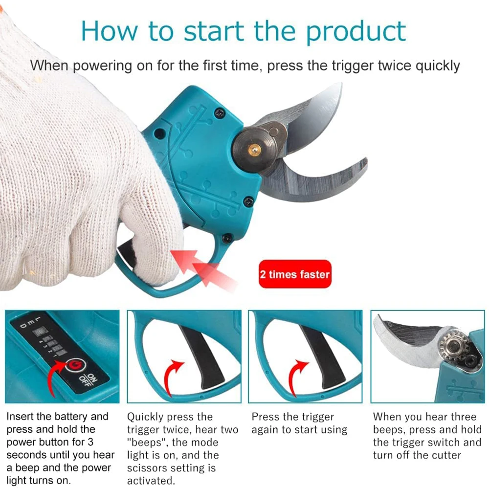21V Brushless Cordless Pruner Shear Fruit Tree Bonsai Pruning Electric Tree Branches Cutter for Makita 18V Battery Power Tools