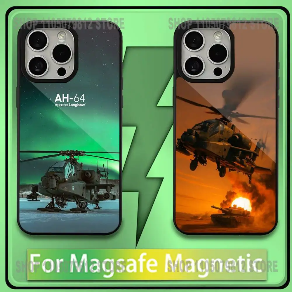 

A-Apache AH-64 Phone Case For iPhone17,16,15,14,13,12,11,Plus,Pro,Max,Mini Soft Magesafe Magnetic Wireless Charge