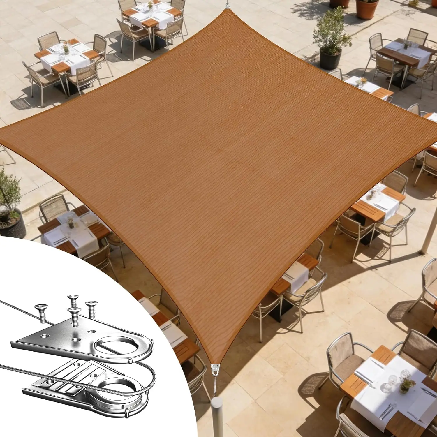 

Прямоугольный тент-парус RSTAWS 22' x 24' коричневого цвета, сверхпрочный, с усиленной конструкцией, укрепленными углами и краями, 260