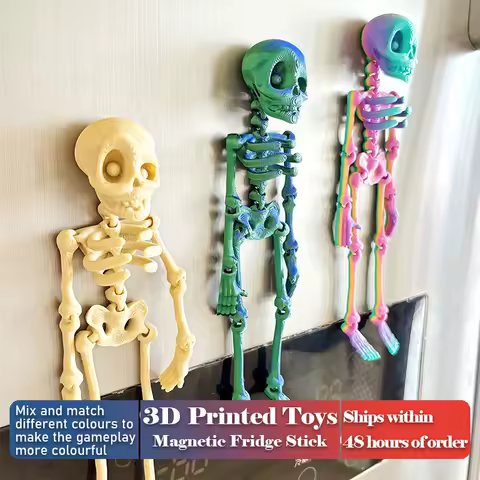 3D Printed Skeleton with Movable Joints Magnetic Fridge Decoration Crafts Bone Model, Funny Refrigerator Magnet Gift