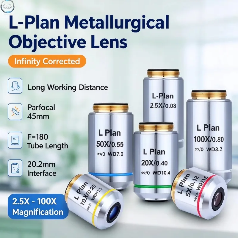 objectif-metallurgique-l‑plan-infinity-a-longue-distance-de-travail-25x‑100x-parfocal-45-mm-f-180-pour-microscope-metallographique