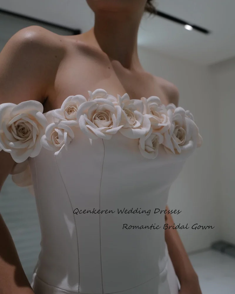 Qcenkeren Vestido de novia Свадебное платье A-Line Long Wedding Dress Off The Shoulder Elegant Rose Bridal Dress For Sexy Women