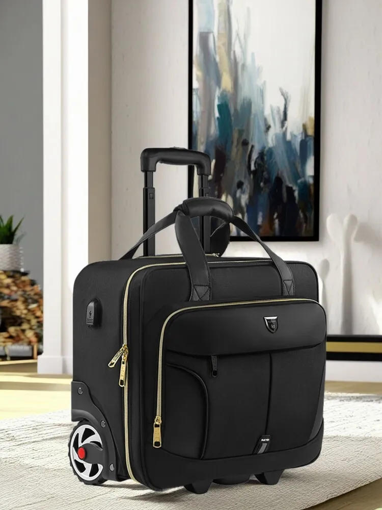 

Women's 18" Oxford Business Trolley Case Carry-On Luggage with Wheels, Waterproof Flight Approved Pilot Suitcase for Business