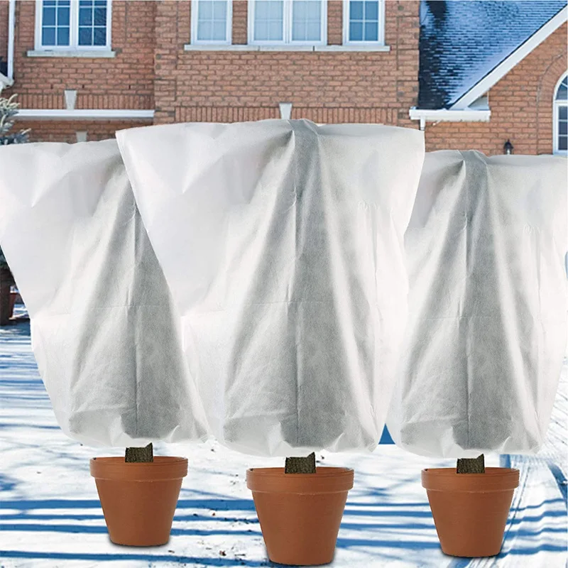 4 Pcs Winter Warm Plant Cover Non-Woven Tree Shrub Plant Protecting Bag Frost Protection For Yard Garden Small Tree Against Cold