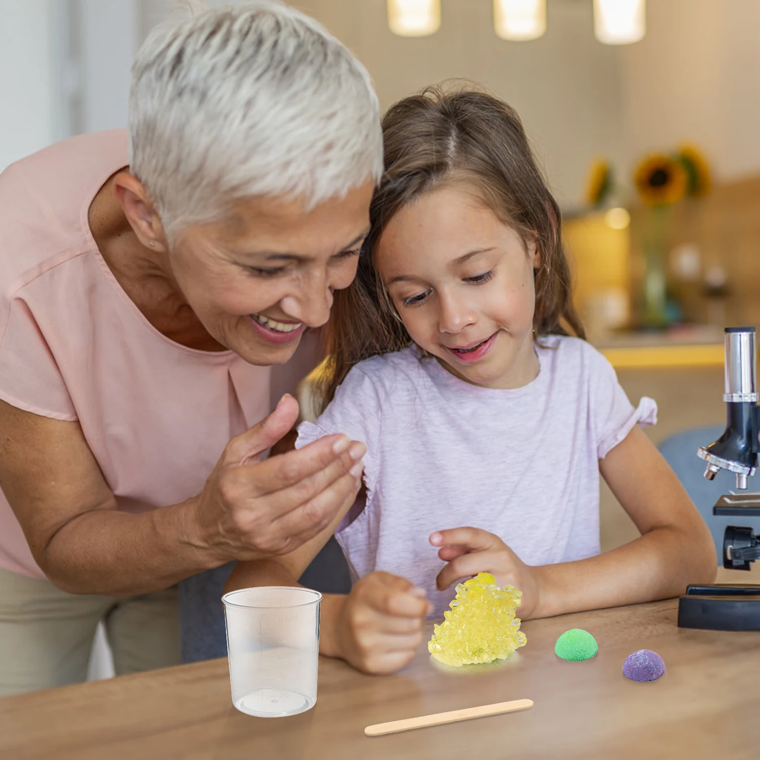 مجموعة التجارب العلمية DIY لزراعة الكريستال، والاتصالات الممتعة بين الوالدين والطفل، وتبلور تجربة الكيمياء
