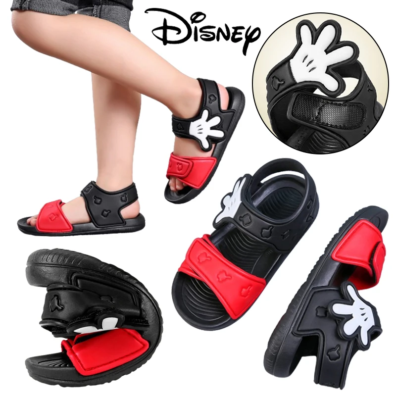 Disney Mickey Mouse Sandals Slippers Cartoon Anime Summer Kids Baby Soft Non-slip Sandals Boys Girls Beach Outdoor Casual Shoes