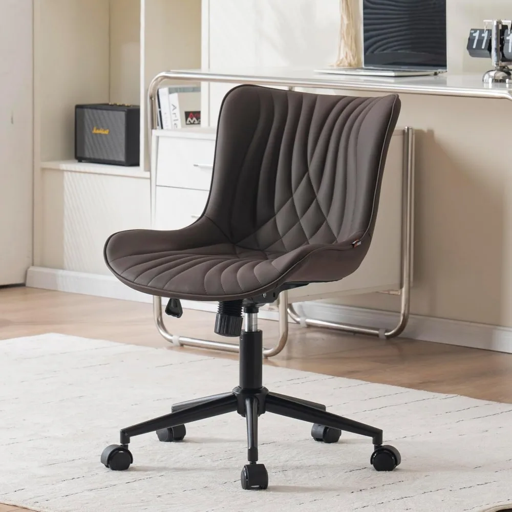 Armless Office Chair with Wheels,Home Office Computer Chair,Adjustable Swivel Rocking Chair with Backrest