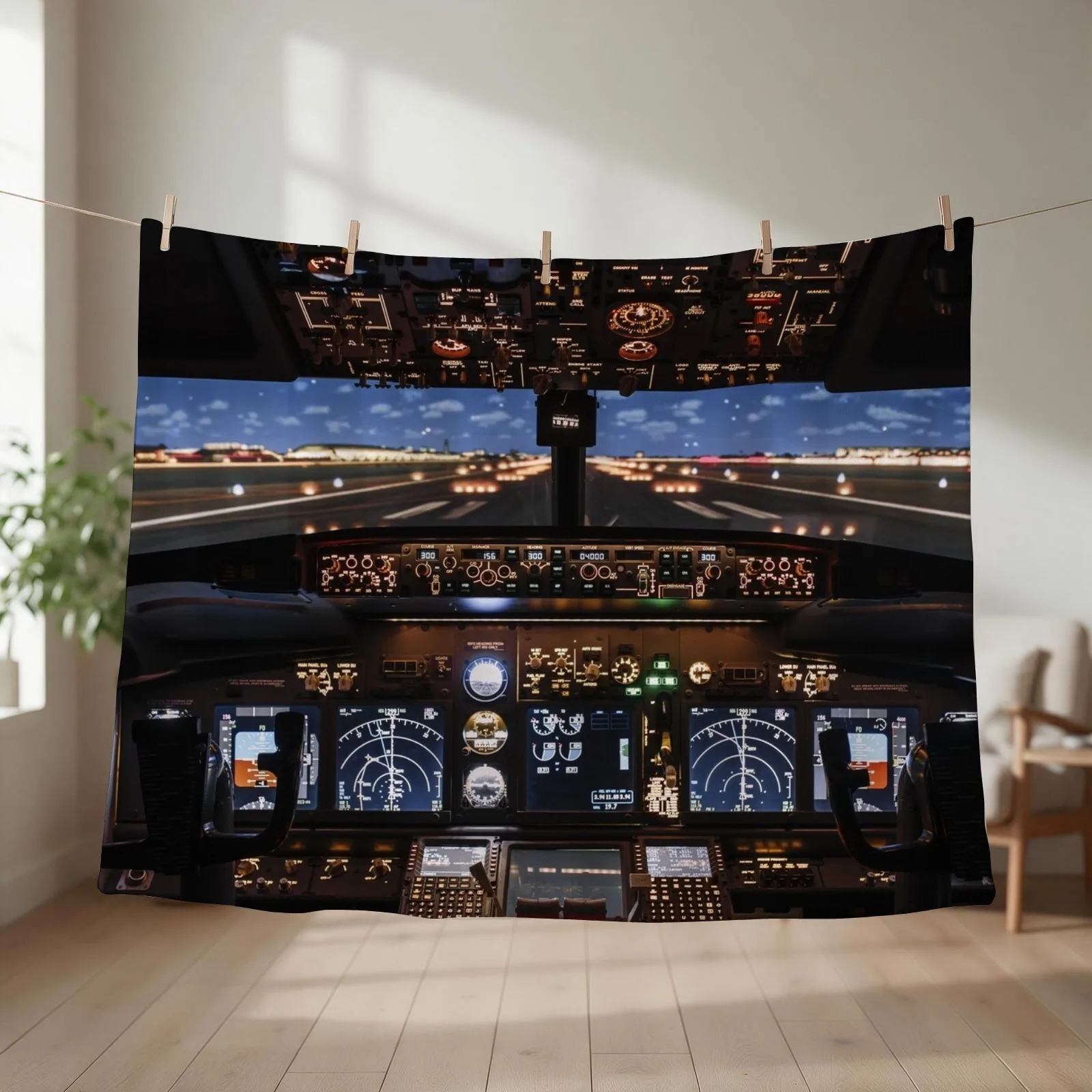 Airplane Cockpit Travel Aviation Aircraft Throw Blanket couch cozy soft plush fuzzy picnic outdoor blanket