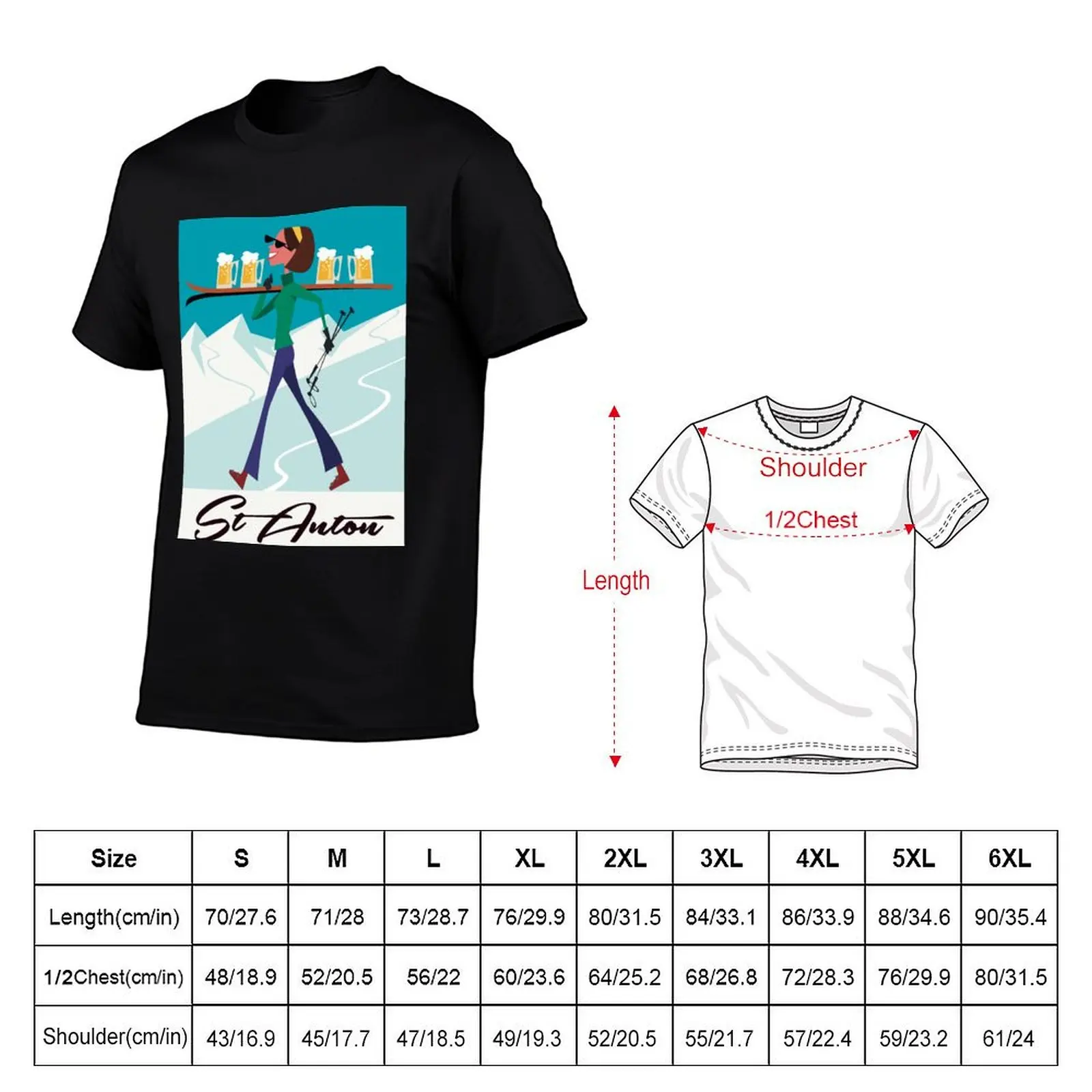 St Anton ski poster T-Shirt anime clothes anime shirt blacks shirts graphic tee men