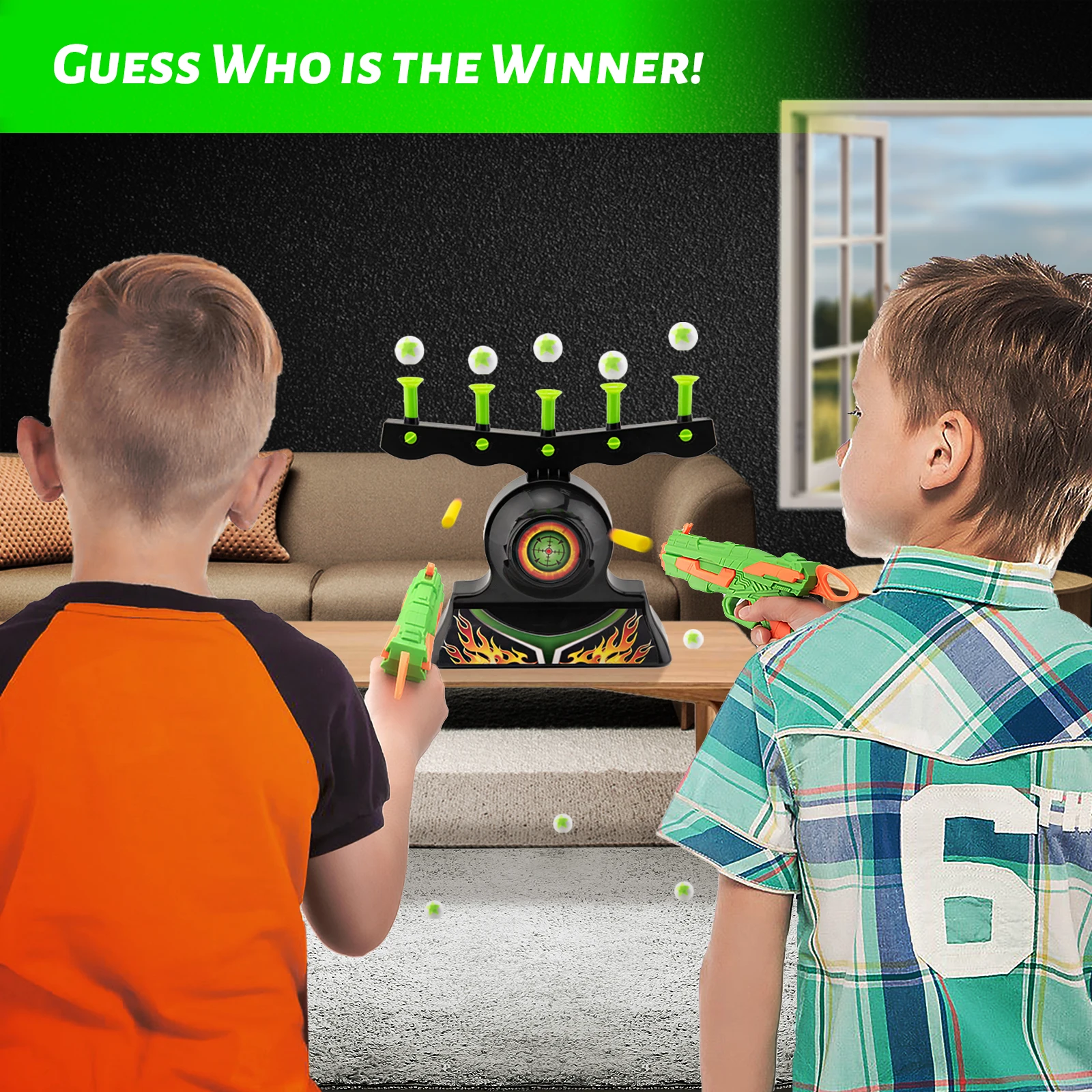 Newly Upgraded Luminous Electric Floating Target Children's Shooting Competition Soft Sponge Toy Gun Set Outdoor Sports Toy Gift