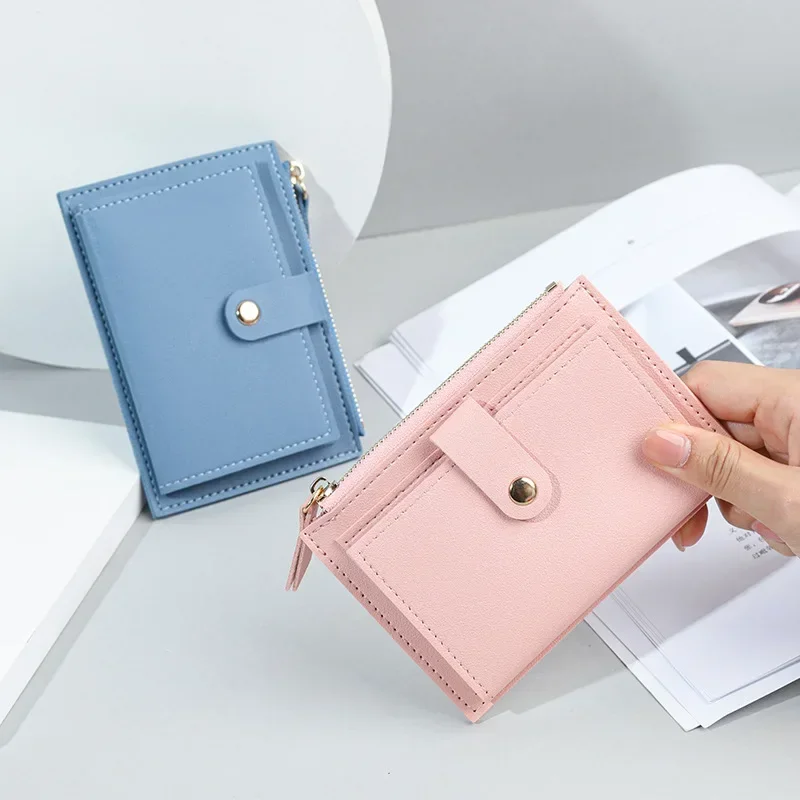 Slim Small Wallet Zipper Hasp Fashion Women Wallets Leather Female Purse Mini Hasp Solid Multi-Cards Holder Coin Short Wallets