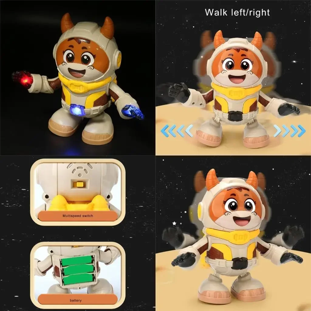 

Cartoon Space Cow Crawling Toy LED Flashing Dancing Toy Electric Singing Animal for Baby Crawl Learning Fun Activity Toy 15UB