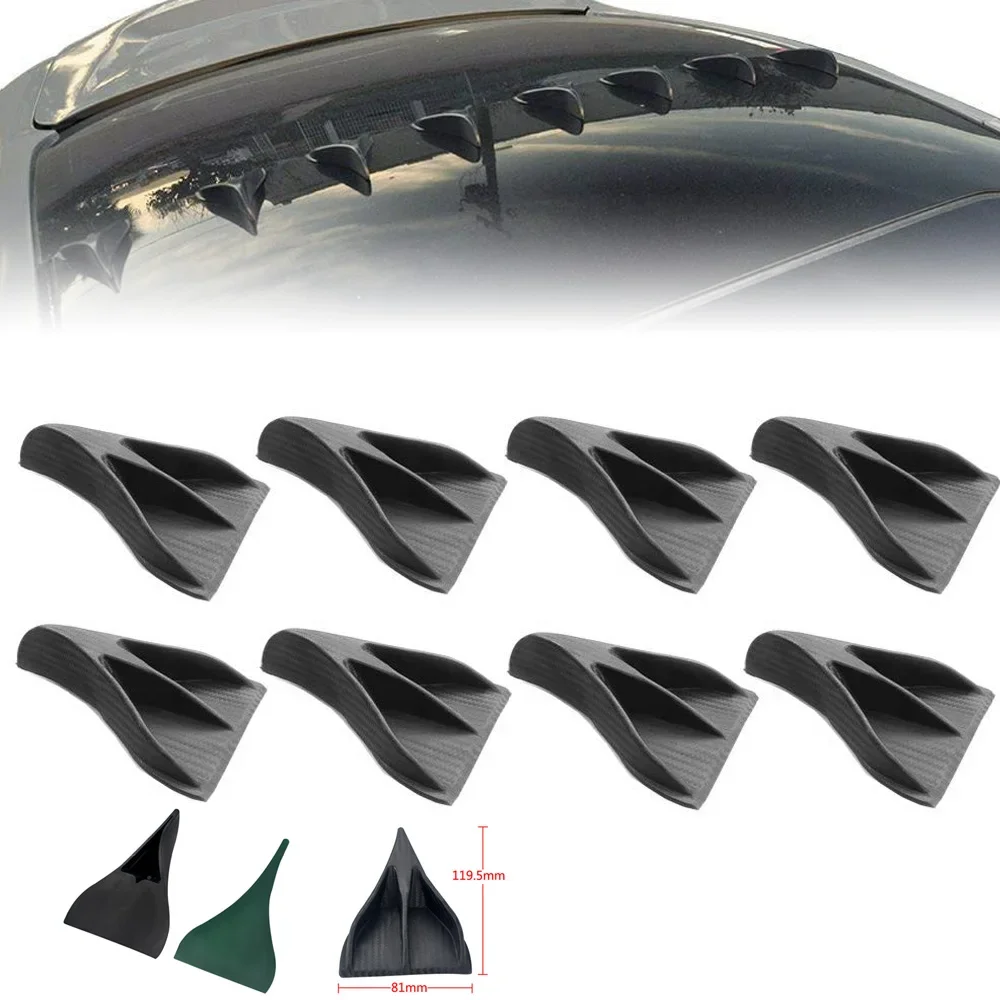 10pcs Car SUV Universal Carbon Fiber Vortex Generators Roof Shark Fins Eagle Claw Talon Spoiler Wing Kit