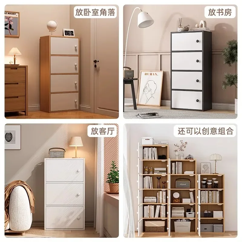 

-Modern Minimalist Bookshelf, Bookshelf, Floor To Wall Storage Cabinet, Household Door With Layered Storage Cabinet, Living Room