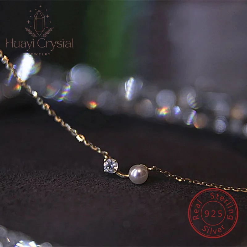 

Light jewelry S925 sterling silver necklace pearl pendant female light luxury minority design sense clavicle chain