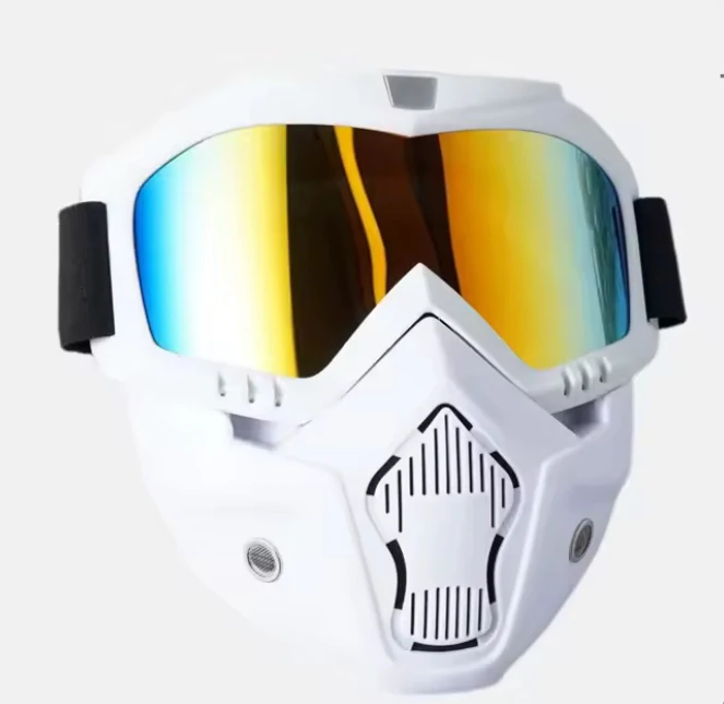 Motorcycle Goggles Mask Detachable Helmet Sunglasses Exchangeable Kit Protect Padding Road Racing UV Glasses