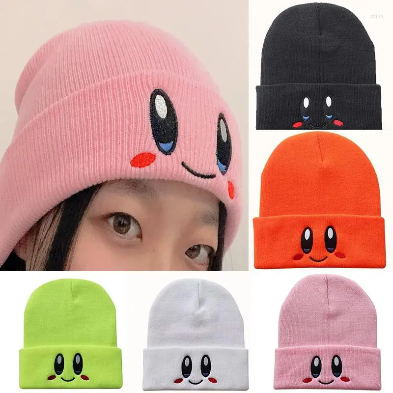 Kirby Unisex Bestickte Strickmütze Cartoon Anime Fanartikel Beanies Damen Mode Hüte Kawaii Beanie Party Geschenke