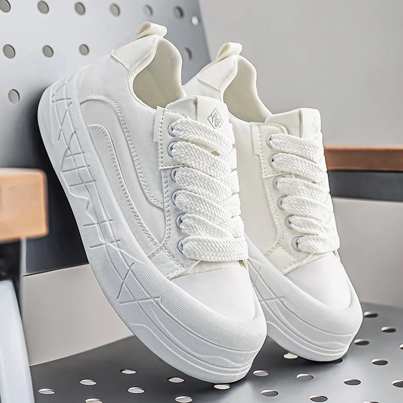 

Men's Canvas Sneakers Casual Platform Shoes Fashion Breathable Skateboard Shoes Thick Sole Streetwear Trendy Footwear for Men