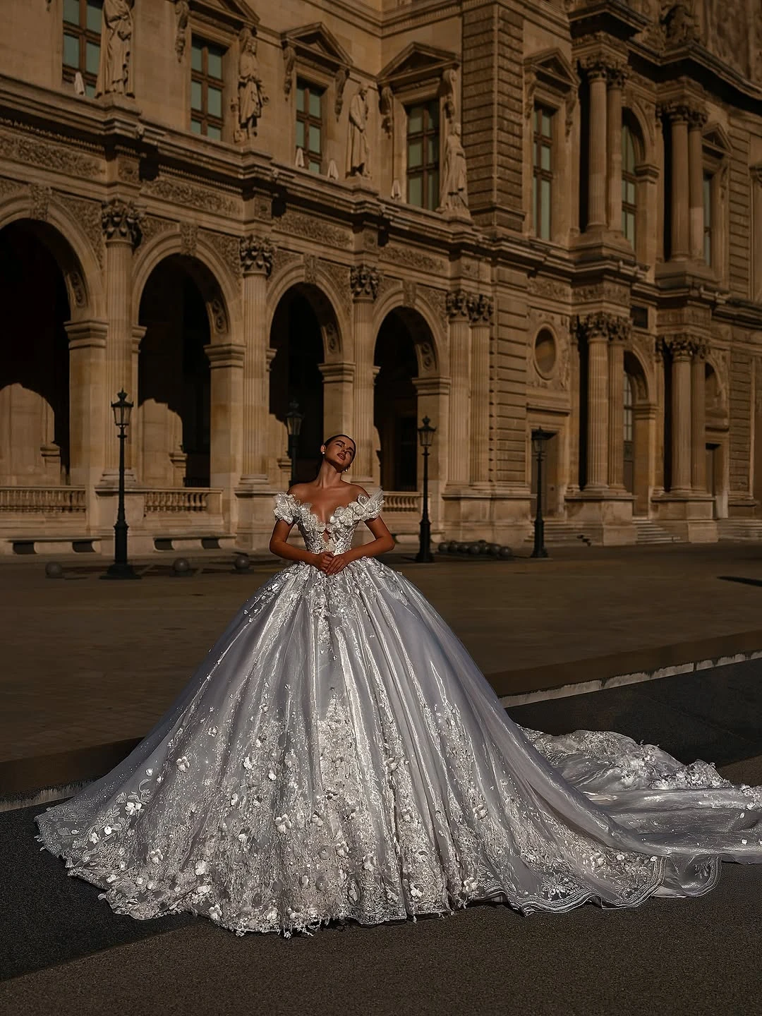 ゴージャスなウェディングドレス 夜会服 Vネック アップリケ スパンコール フロアレングス バックレス ブライダルドレス カスタムメイド Vestido de novia