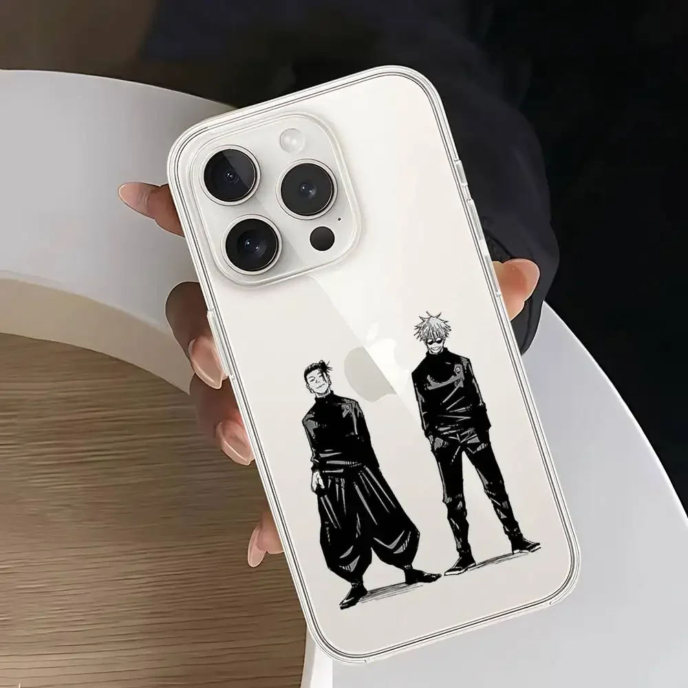 S-Satoru Gojo S-Suguru Geto جراب هاتف حافظة شفافة ناعمة لهاتف آيفون 17 16 15 14 13 12 11 Pro Max Mini Plus غطاء مقاوم للصدمات