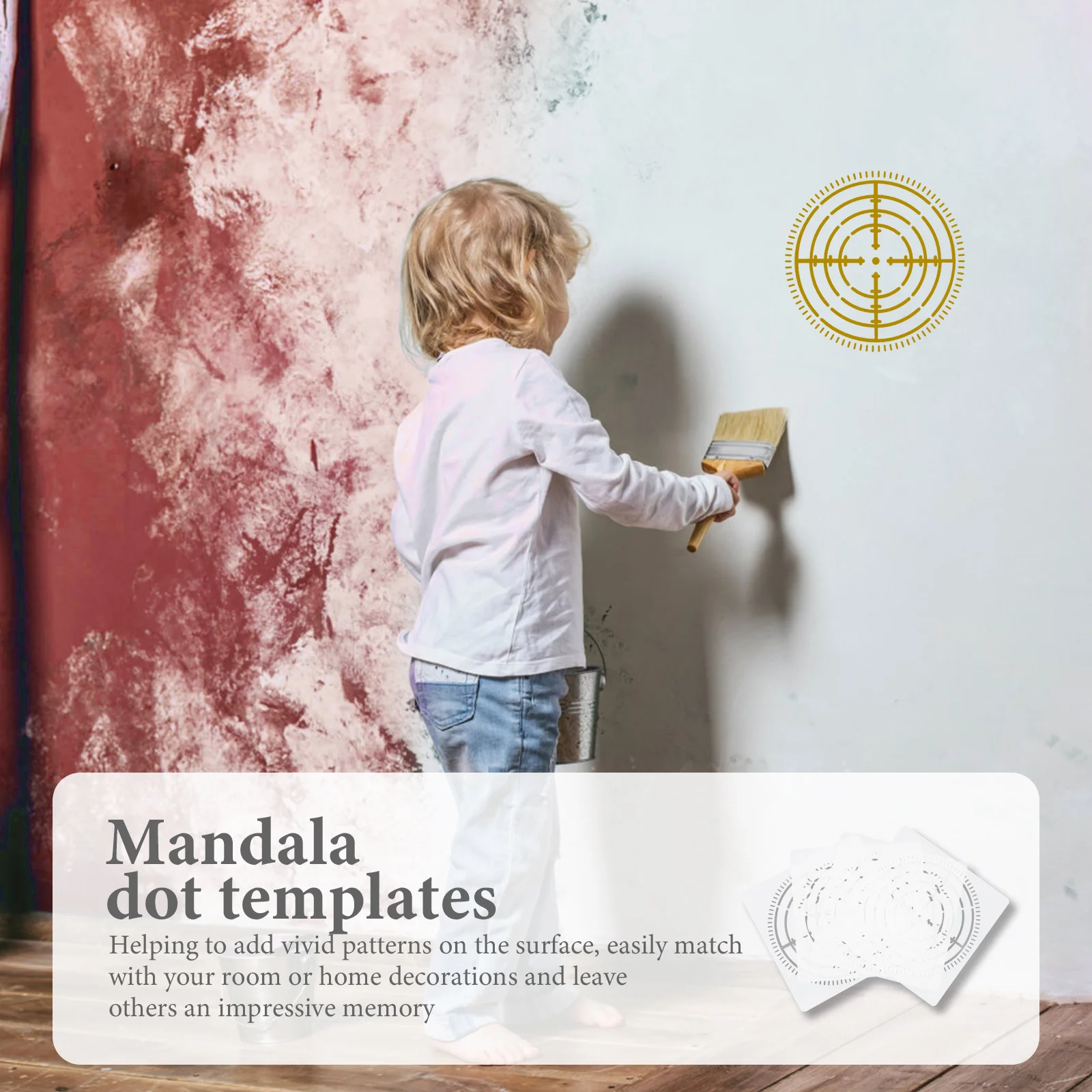 

4 Sheets Wall Painting Stencils Compact Reusable Templates for Wood Fabric Surfaces DIY Art Crafts Daily Mandala Dot Designs