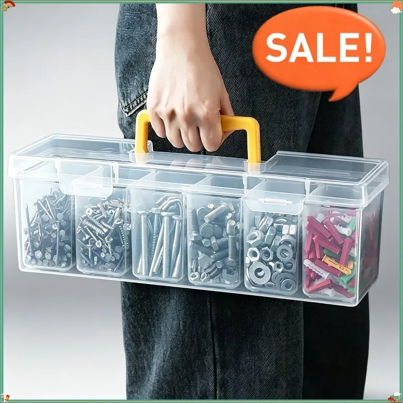 2026 Hot Selling Items Transparent Portable Separated Organized Categorization Box for Parts Storage Home Hardware Tools Screws
