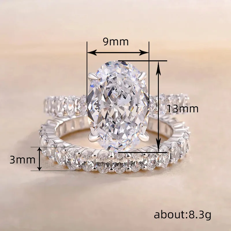 14K White Gold Valuable Lab Diamond Promise Ring Set Engagement Wedding Rings for Women Men Party Jewelry Gift